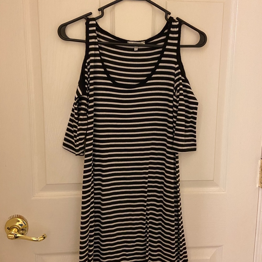 Cold shoulder striped dress